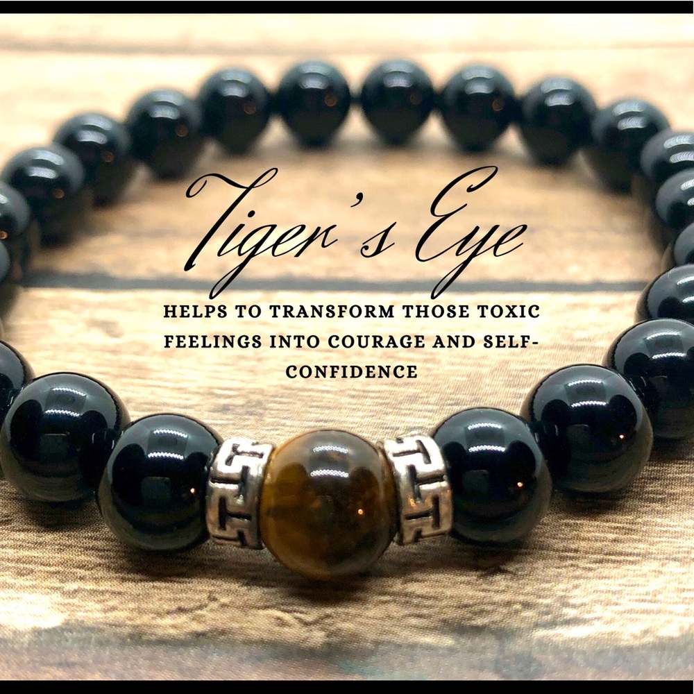 NEW Genuine Tiger Eye and Black Onyx Bracelet